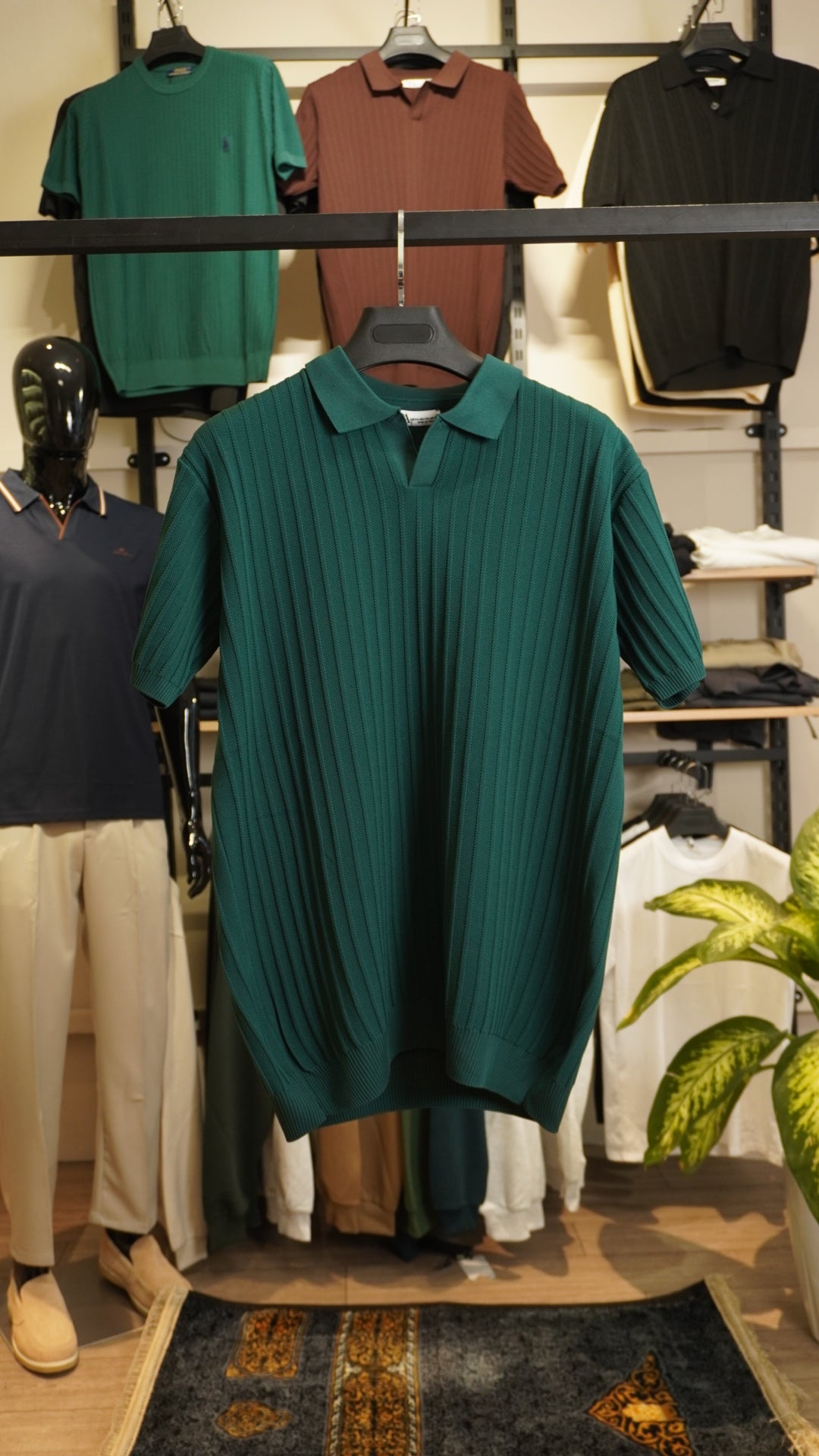 Green Zara Polo Colar