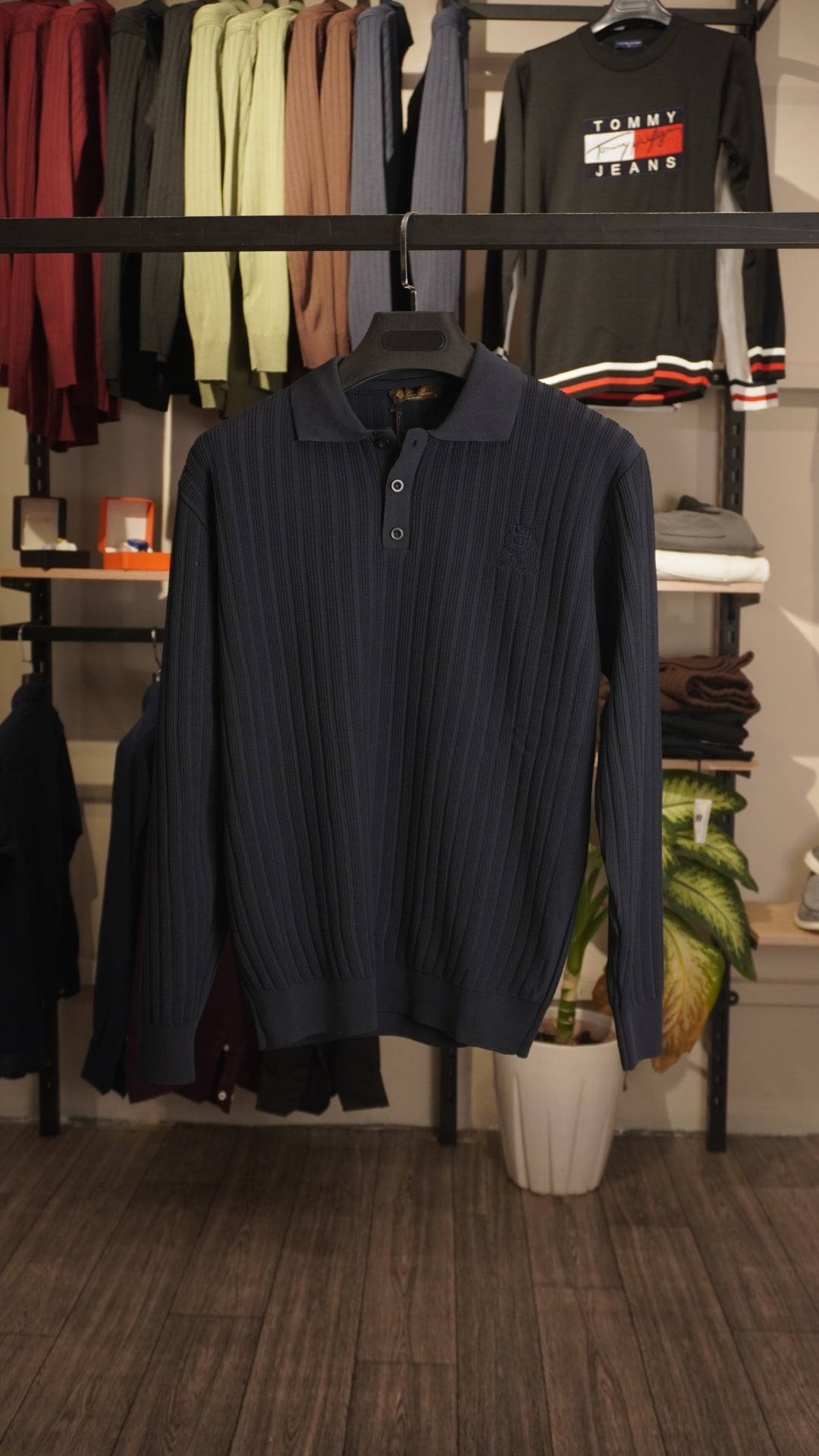 Navy Blue LORO PIANA polo shirt