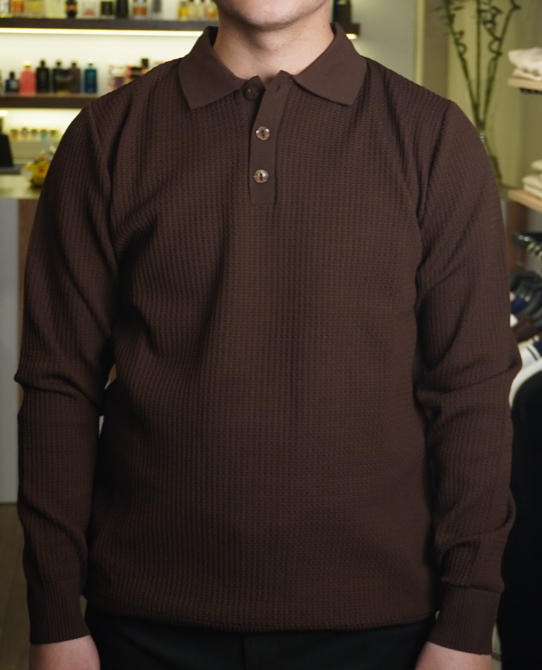 Textured Brown Polo Shirt