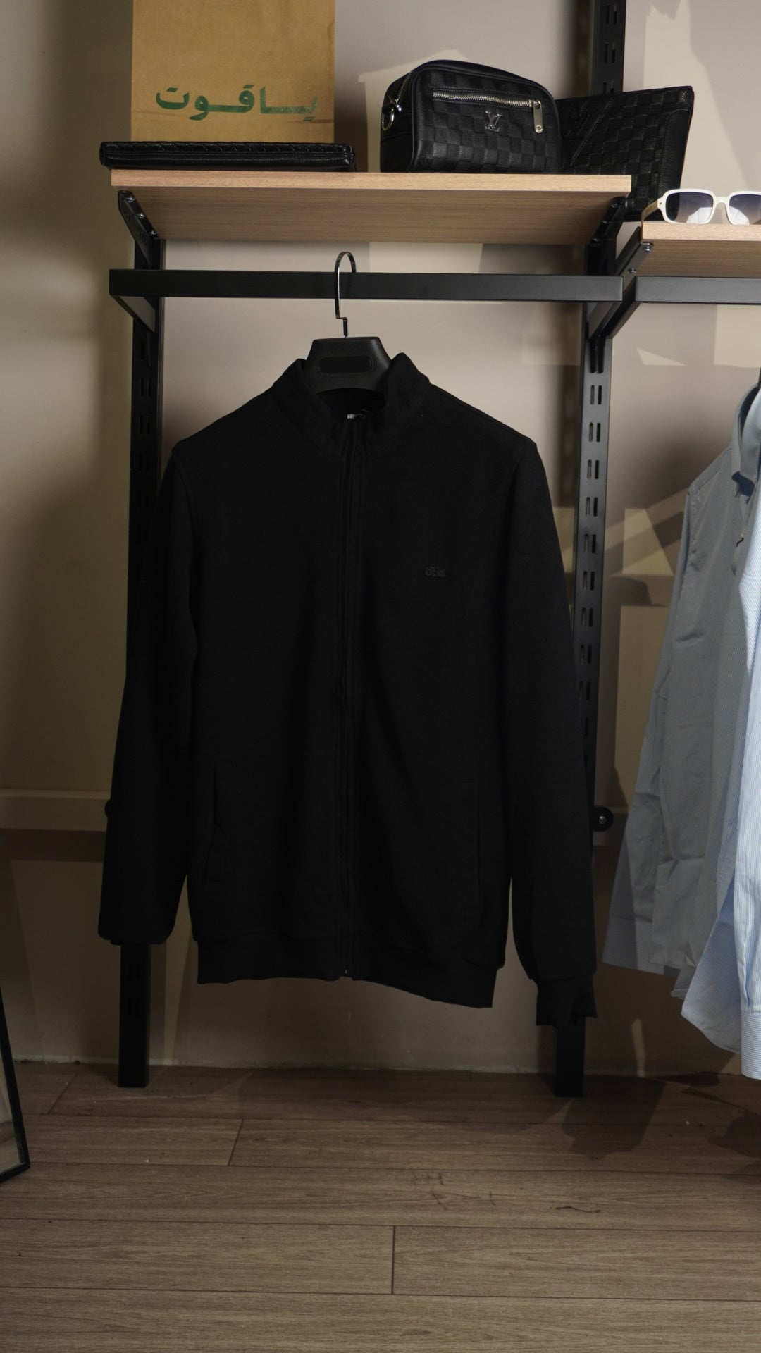 Black Lacoste Patch zip