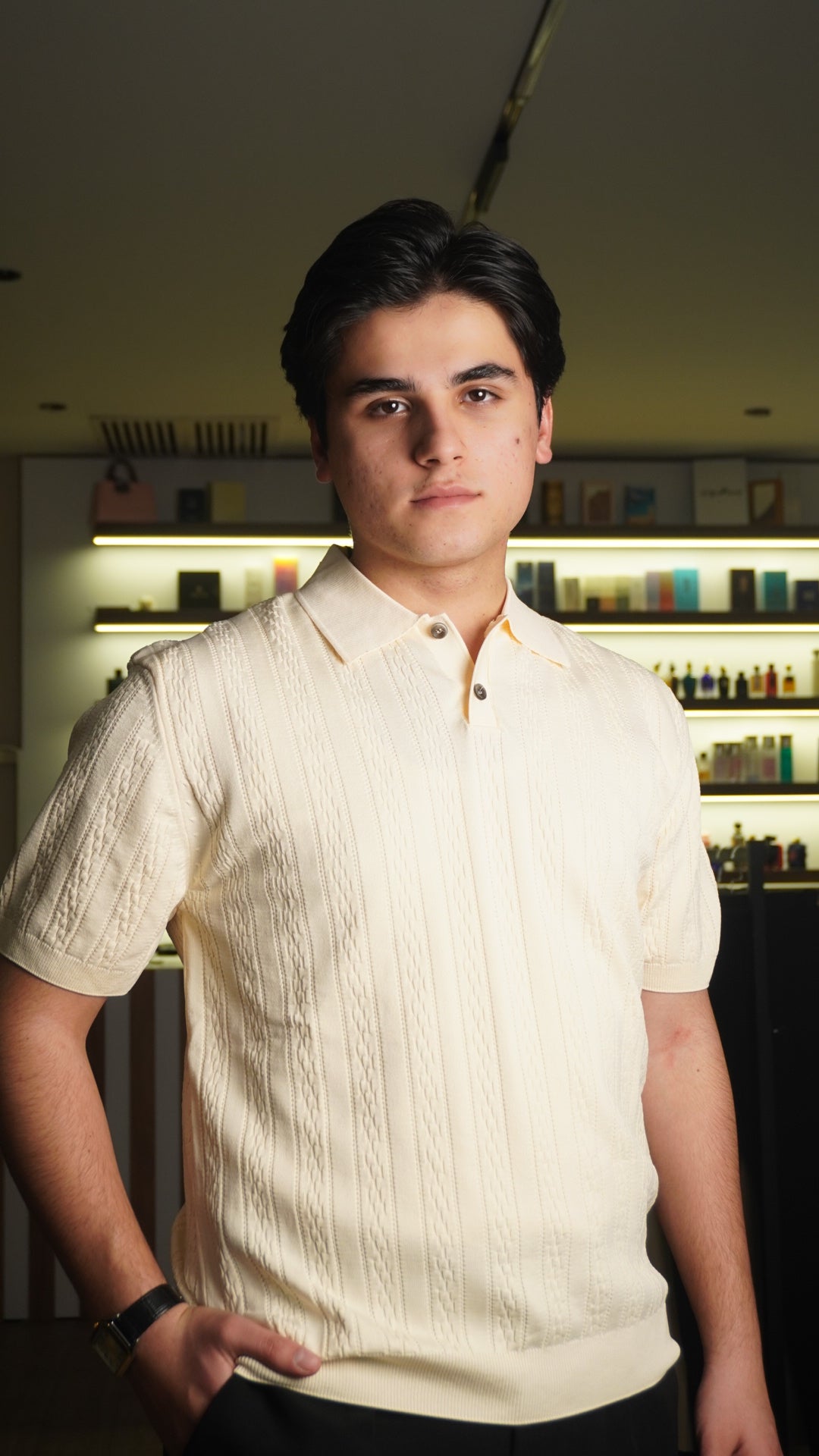 Cream polo t-shirt
