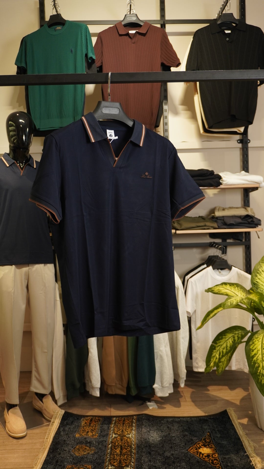 Loro Piana Navy Blue Polo Colar