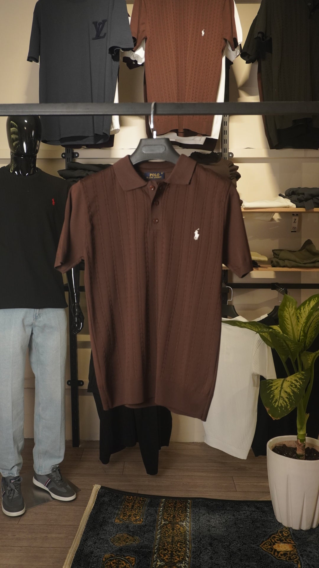 Brown Button RL T-Shirt