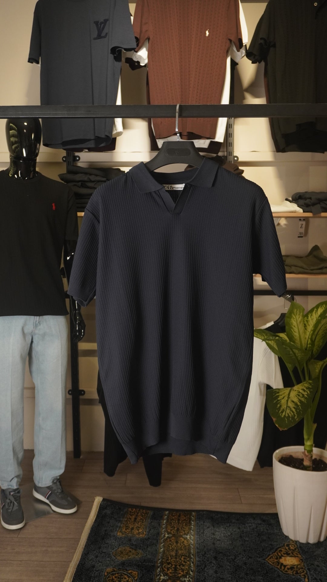 Navy Blue Zara Polo Collar