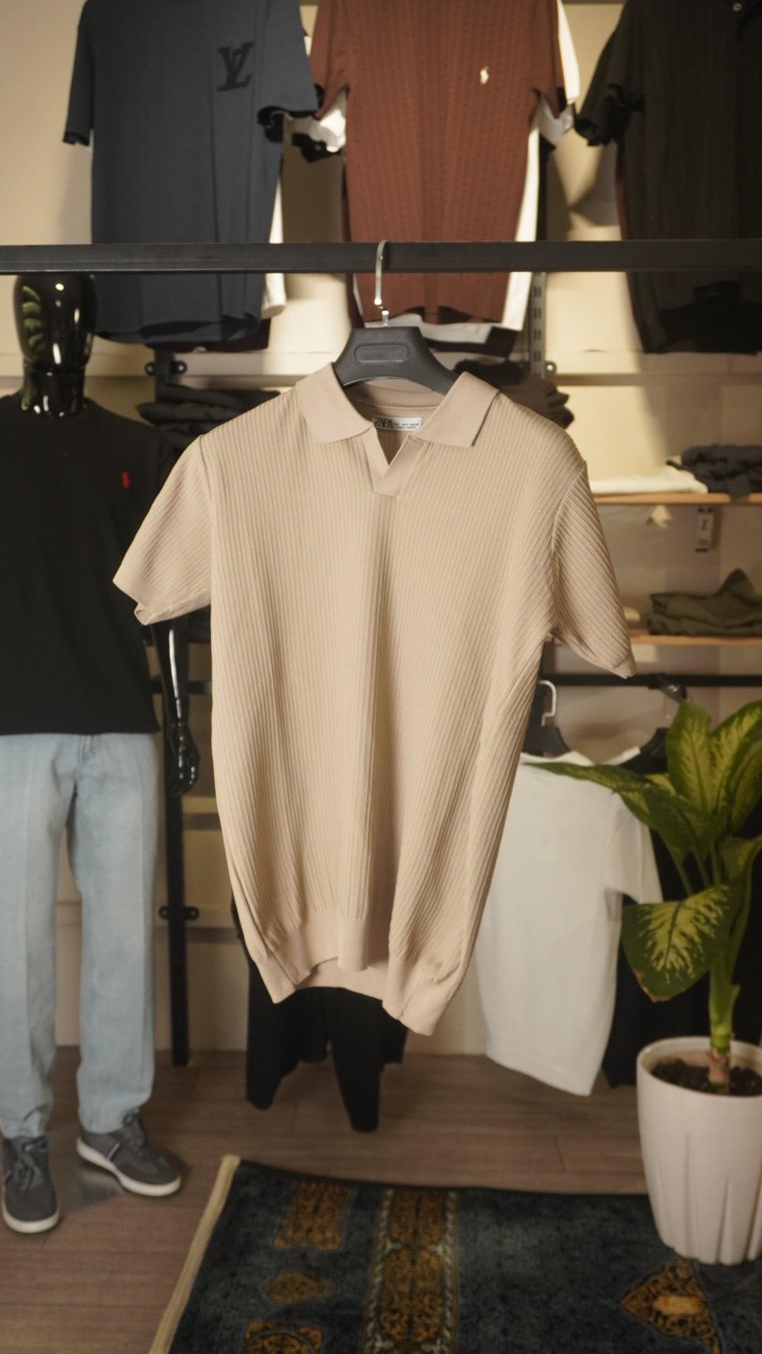 Beige Zara Polo Collar