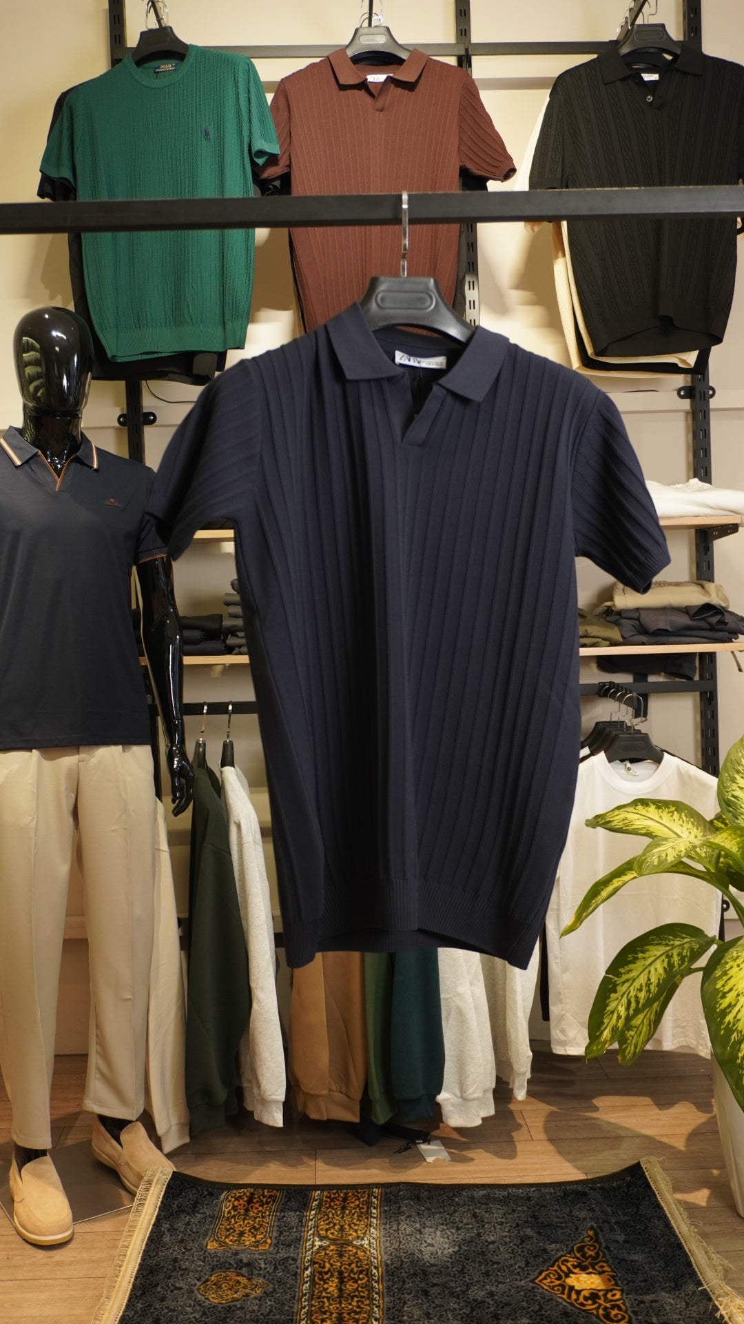 Navy Blue Zara Polo Colar