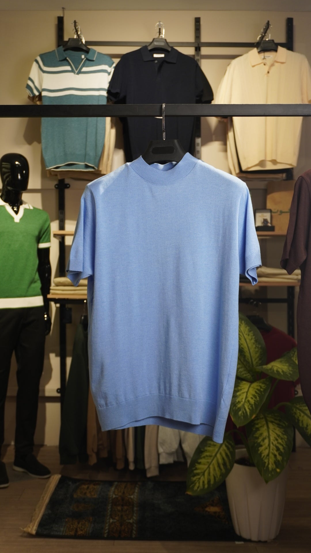 Blue High Neck T-Shirt