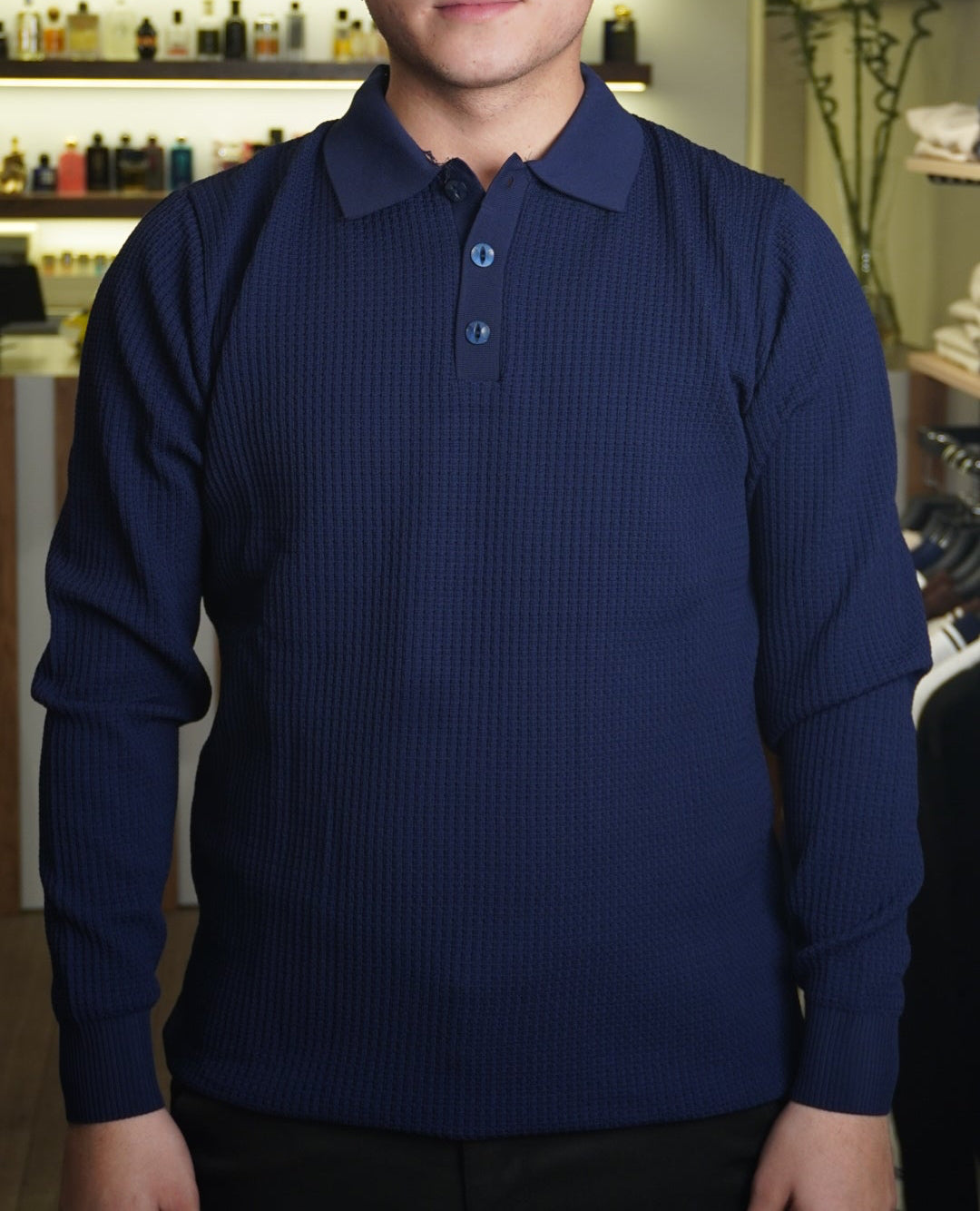 Textured Navy Blue Shirt