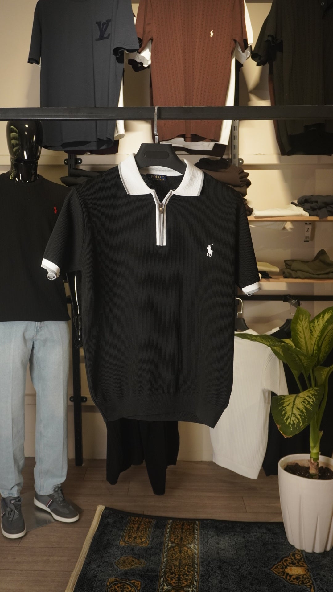 Black RL Polo Collar