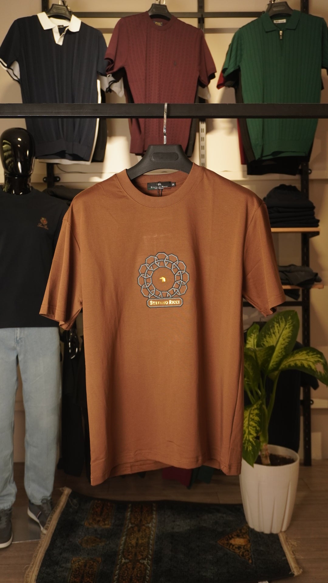 Brown Blue Stefano Ricci T-Shirt