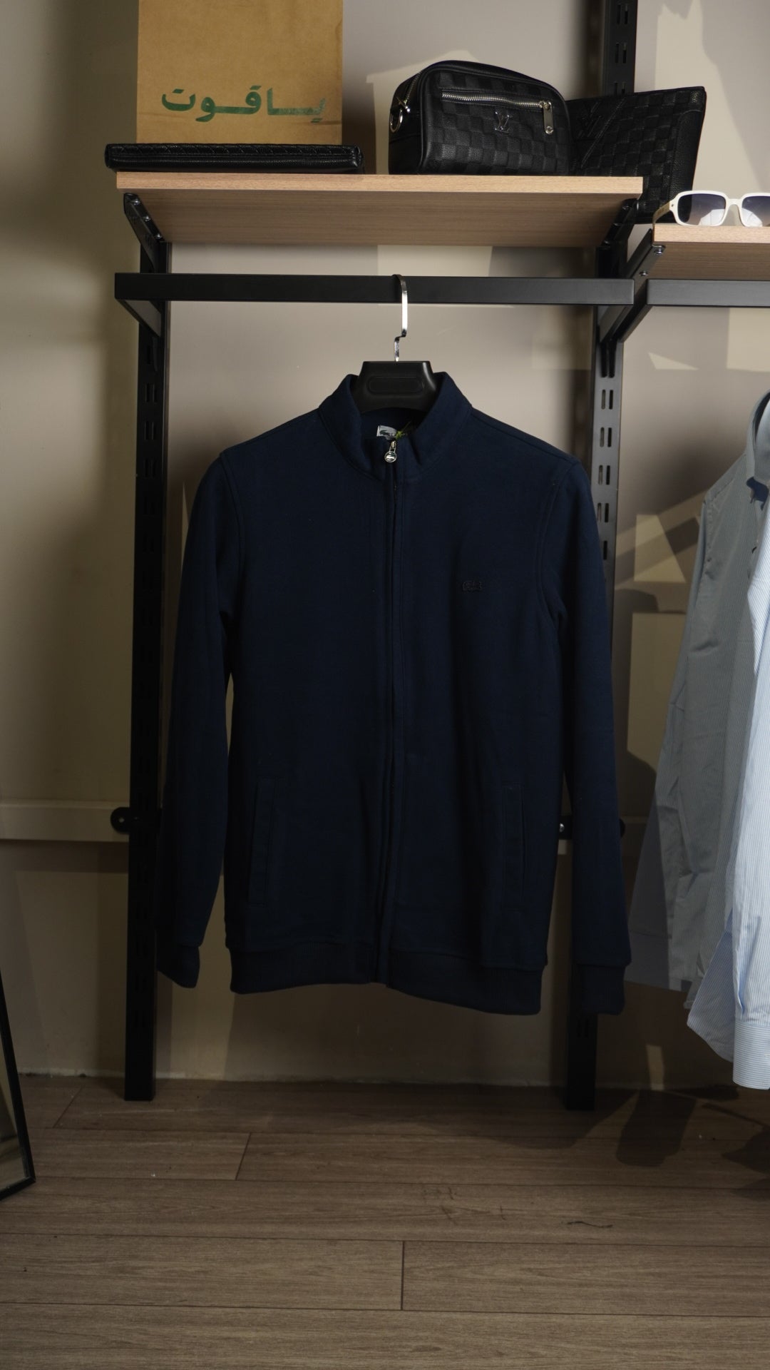 Navy blue Lacoste Patch zip